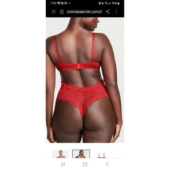 VICTORIA'S SECRET RED Lace SEXY WICKED BALCONETTE TEDDY SZ L Dream Angels - Picture 11 of 11